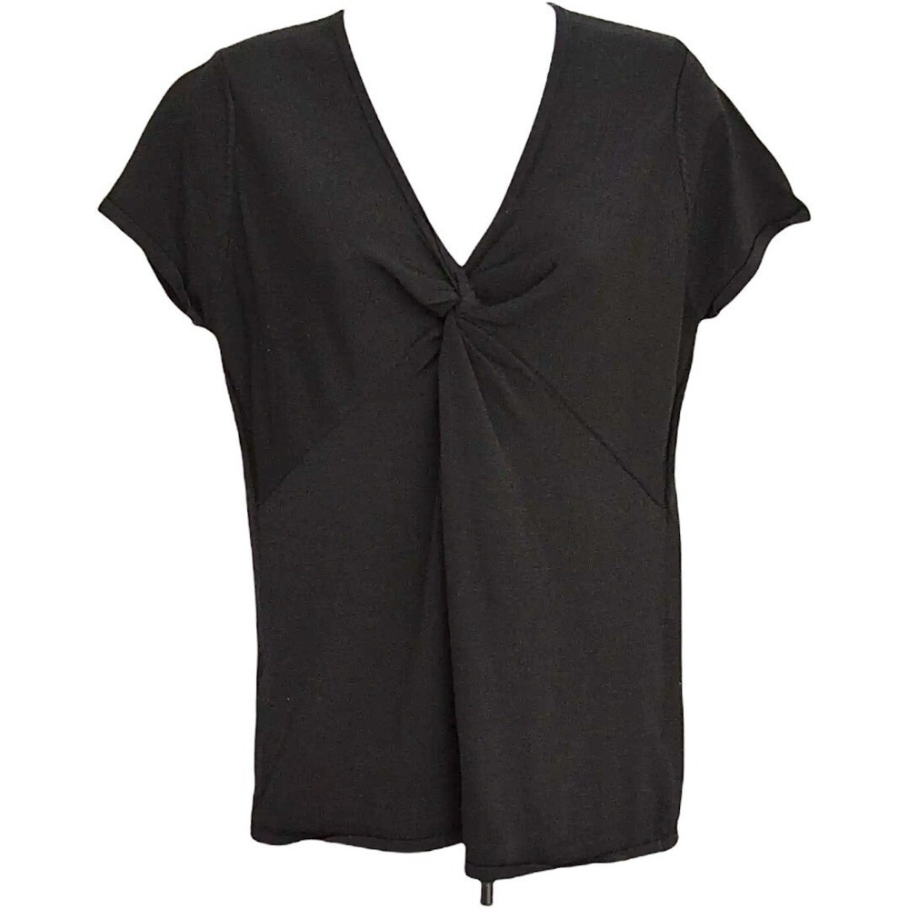 MIMI MATERNITY Black Knit Twist Front SWEATER Top S Stretch Vintage Minimalist